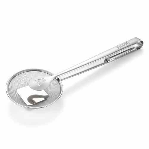 2-in-1 Stainless Steel Fine Mesh Oil Scoop & Food Tong
