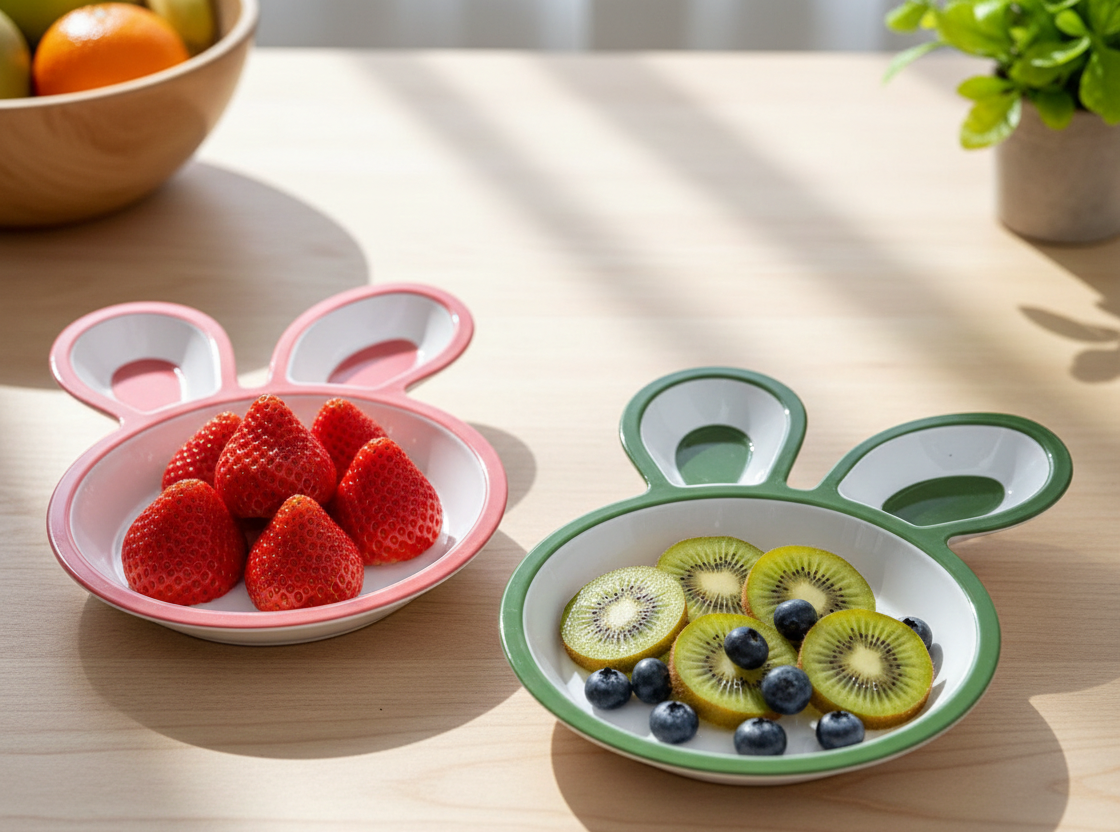 Adorable Bunny-Eared Multi-Sectional Snack Trays