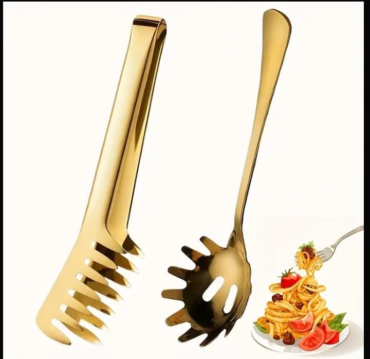 Luxe Gold Stainless Steel Pasta Serving Set