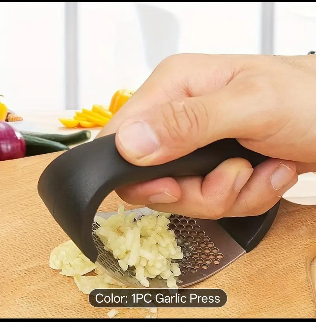 Ergonomic Stainless Steel Rocking Garlic Press – Effortless Mincer & Crusher